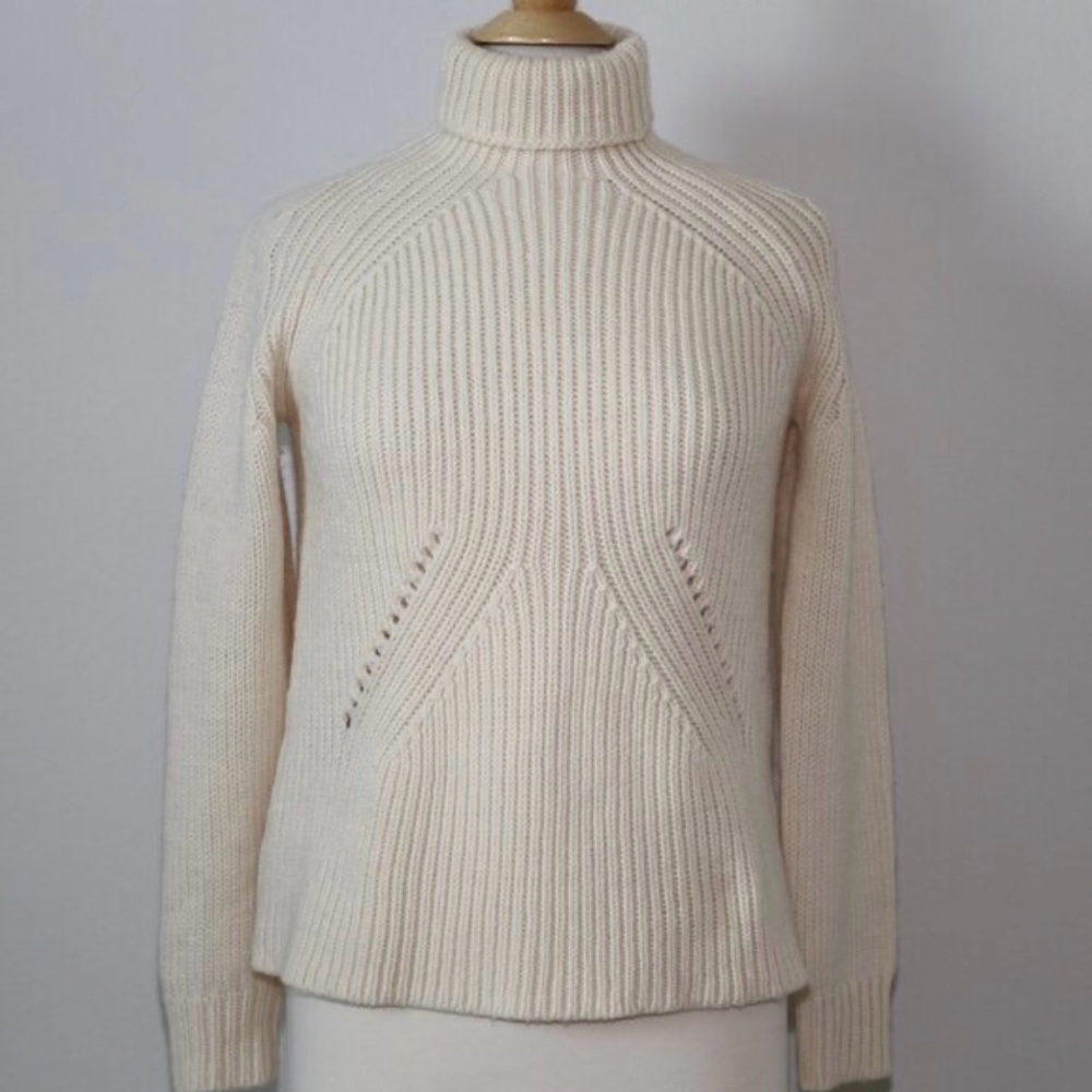 ATM Anthony Thomas Melillo Barneys NewYork Cream Wool Cashmere Cowl Neck Sweater